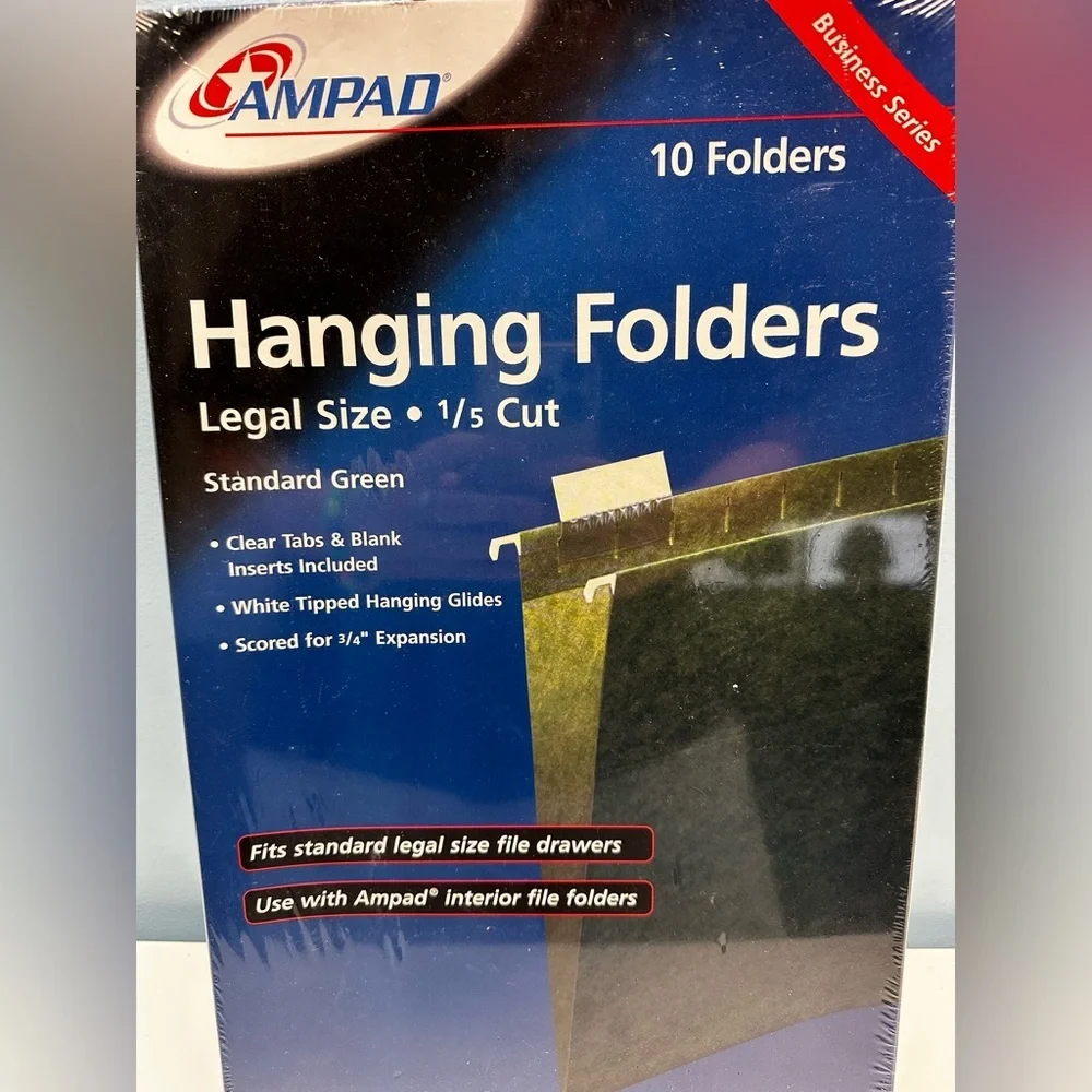 Ampad Green 10 Hanging Folders Filing Cabinet Legal Size NEW